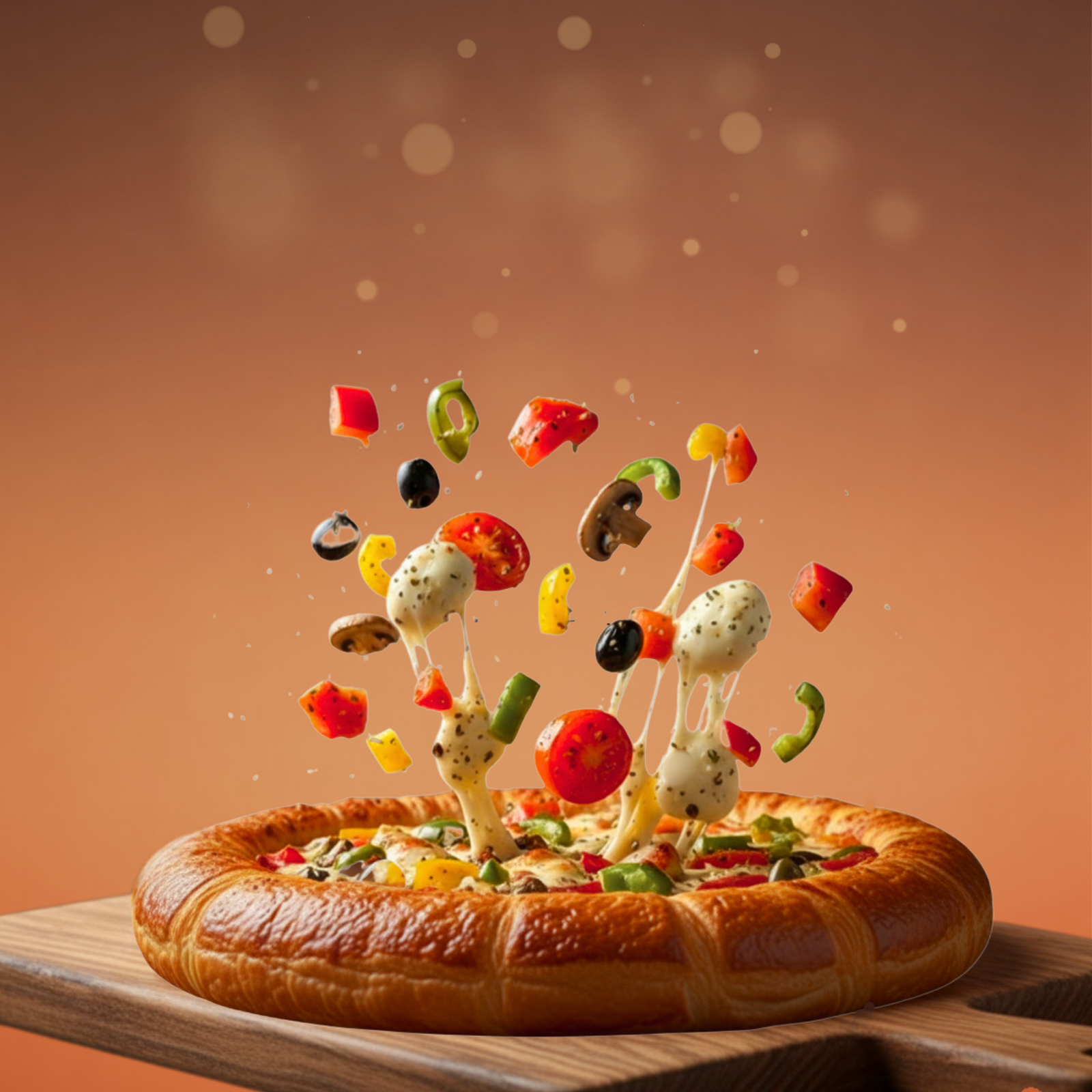 Vegetable pizza with croissant dough