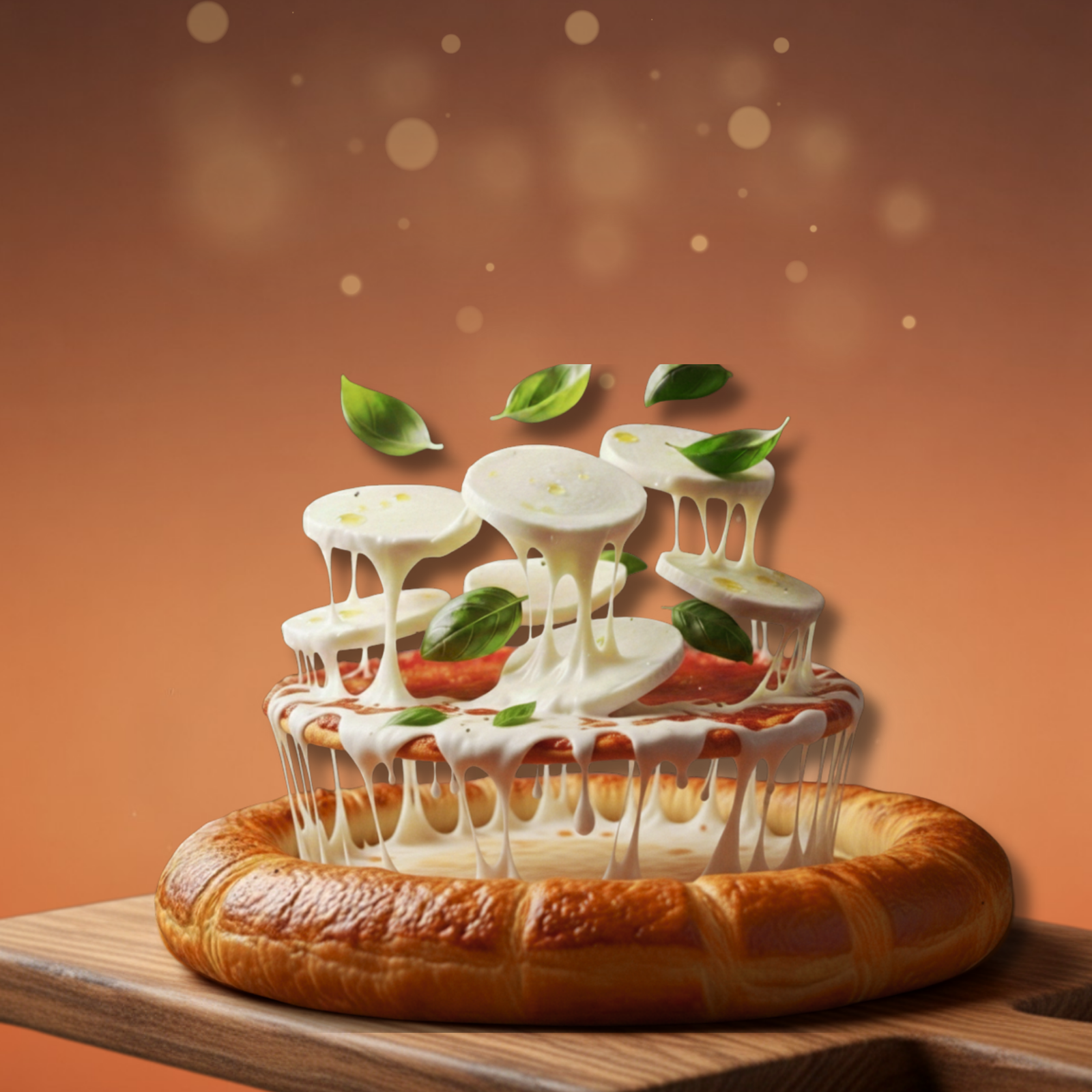 Margherita pizza with croissant dough