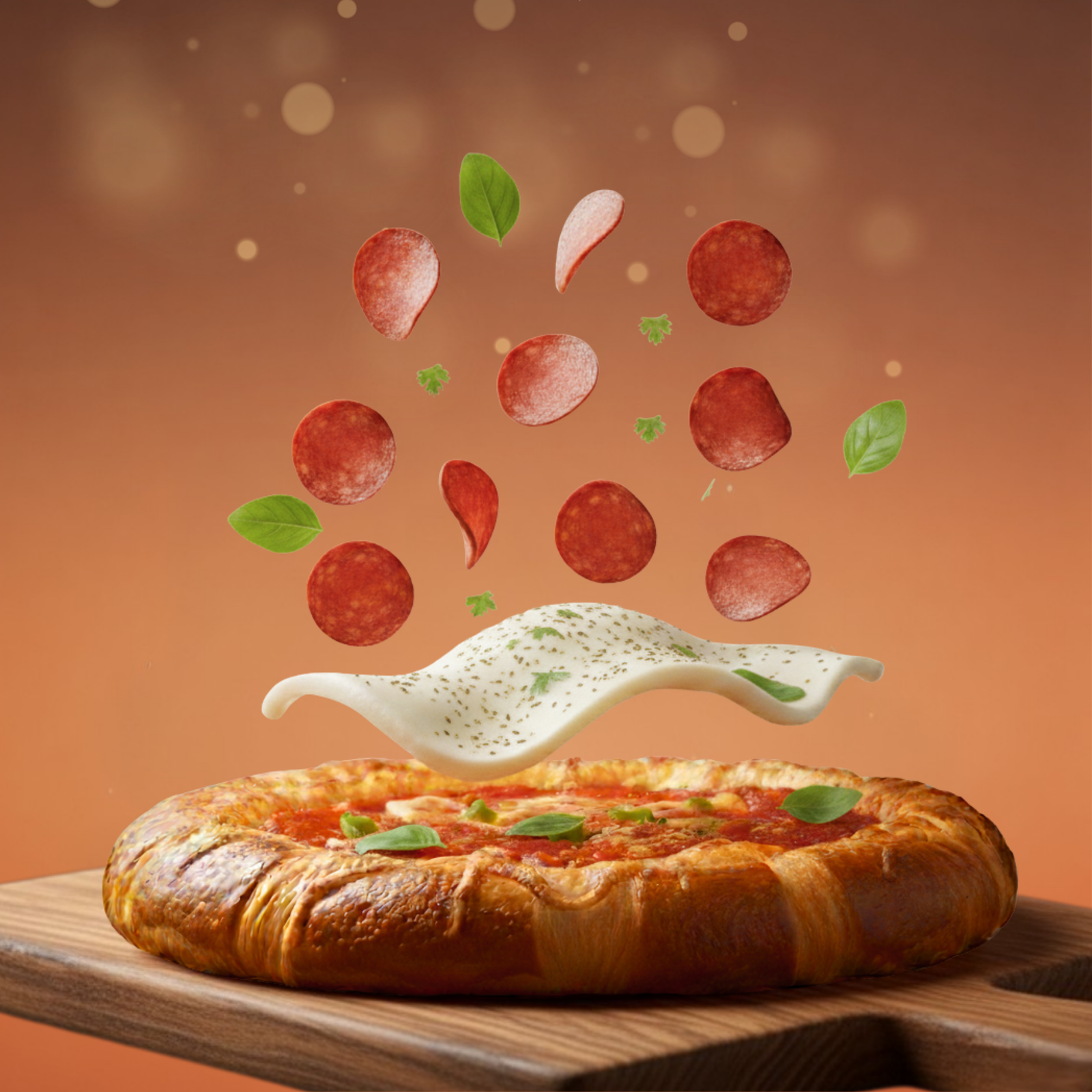 Pepperoni pizza with croissant dough