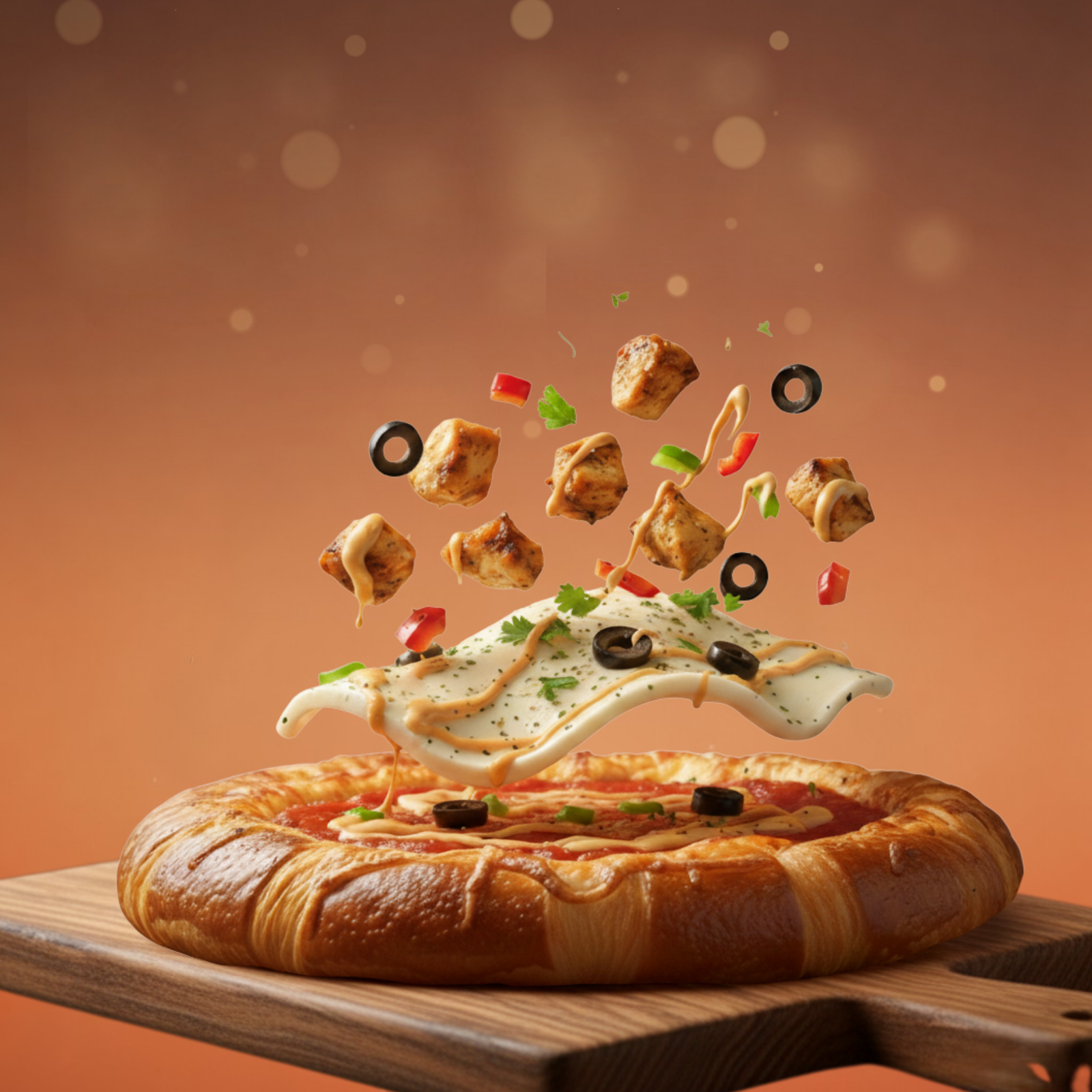 Chicken pizza with croissant dough