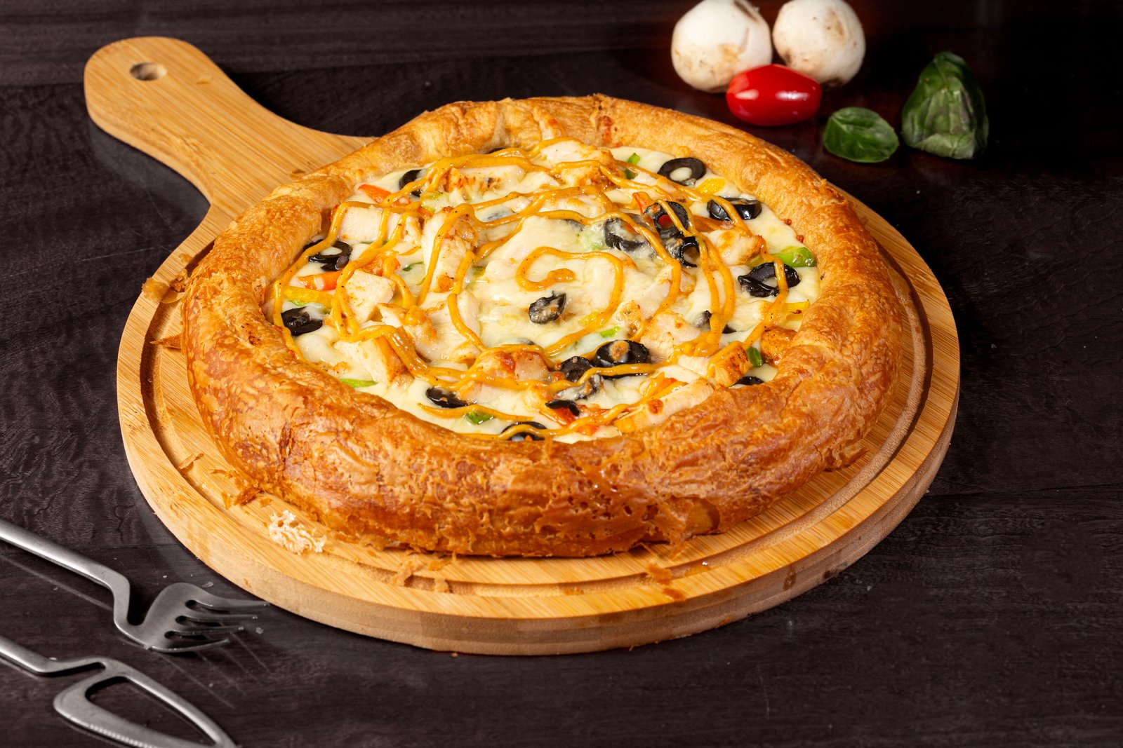 Chicken pizza with croissant dough